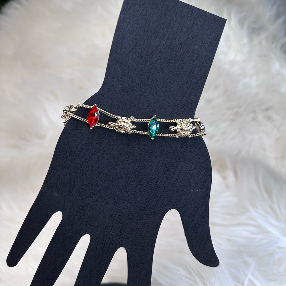 New 14k gold plated Elegant‎ turtle multicolor stone Women's Bracelet
